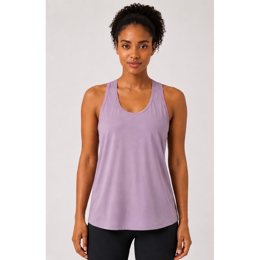 Athleta Ultimate Train Tank Lavender Purple‎ Pink Stitch Racerback Top Large